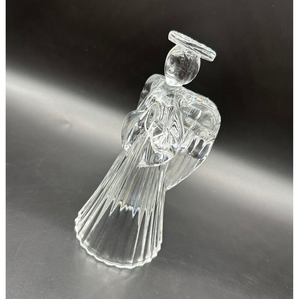 Crystal Angel Figurine Glass Candle Holder Clear Praying Hands Christmas Decor